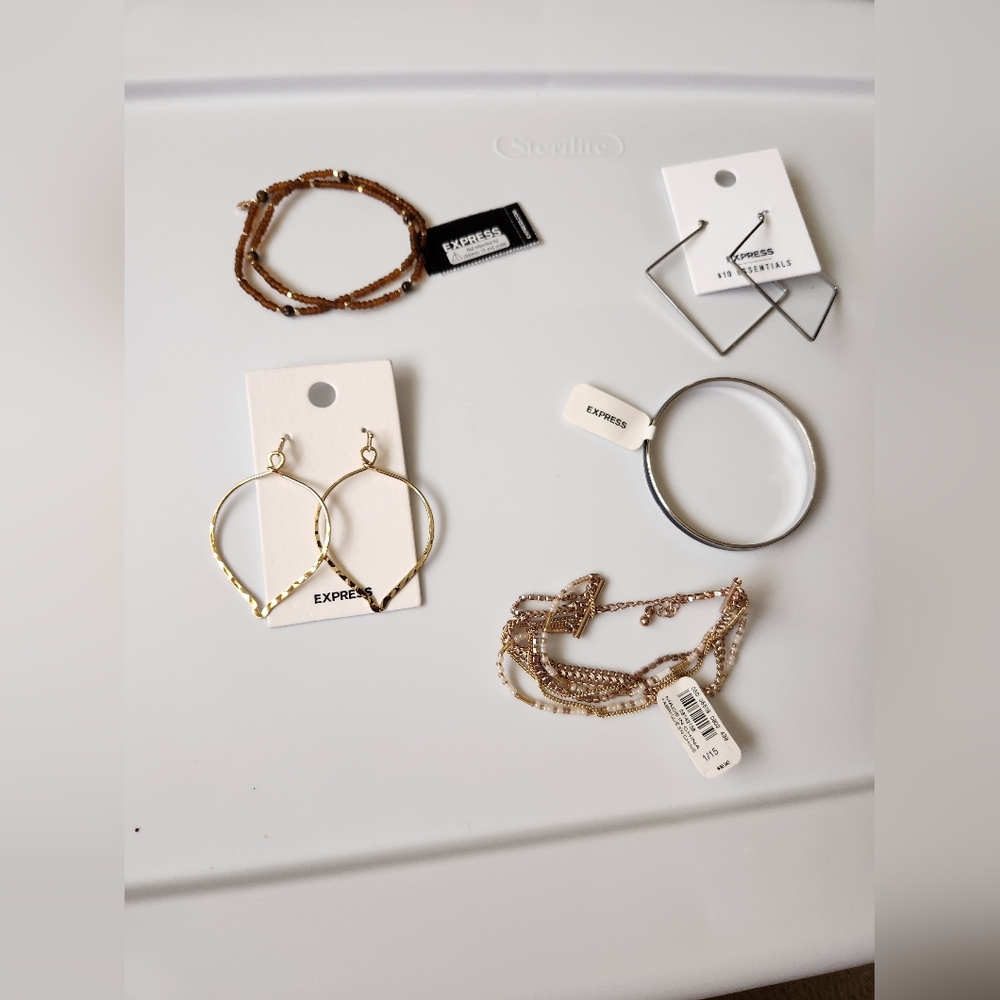 Express Jewelry Bundle Lot Of 5 Earrings Bracelets NWT